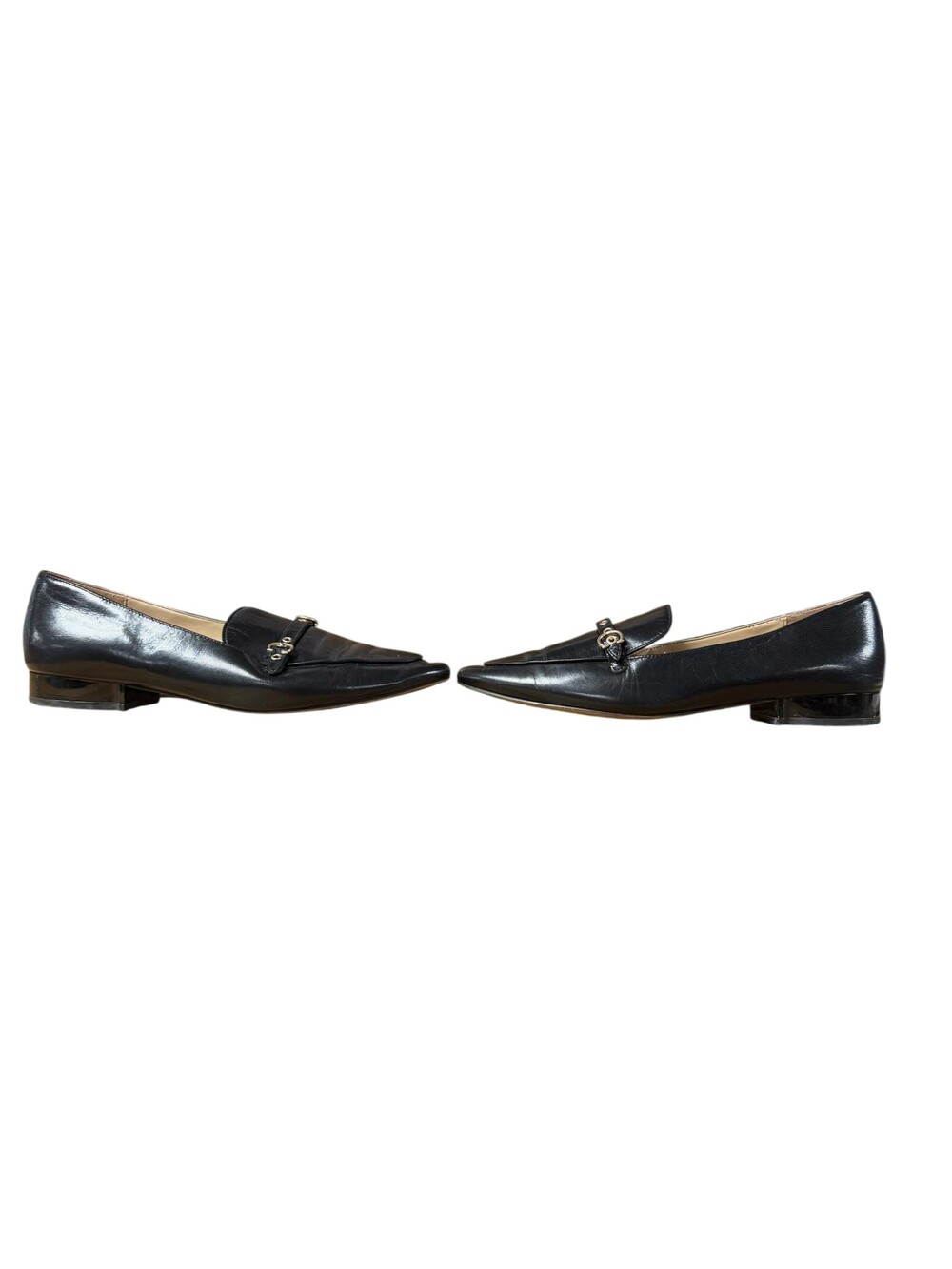 Coach Loafer Shoes Womens Size 8 Black Leather Pointed Toe Flats Slip On